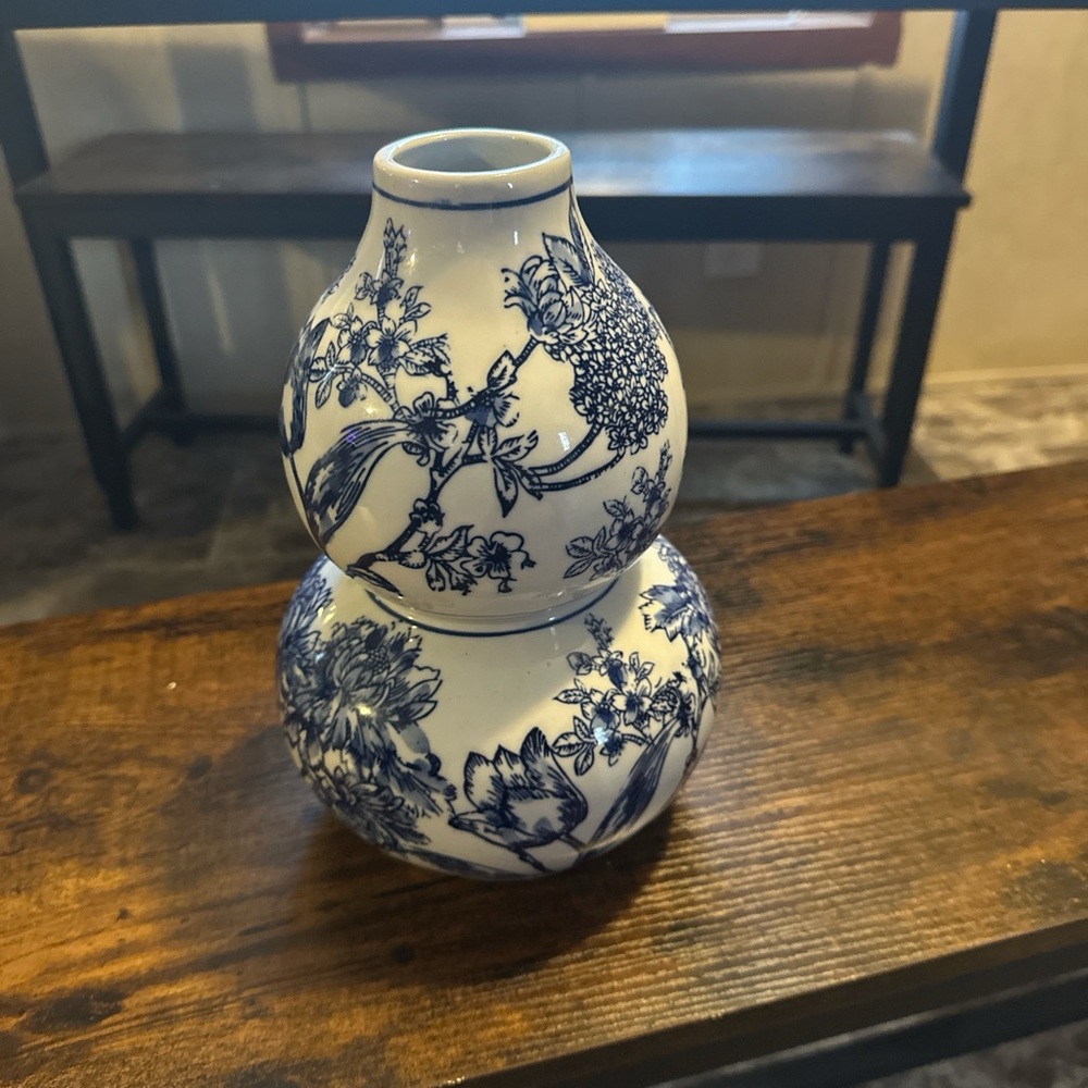 Blue and White Floral Vase